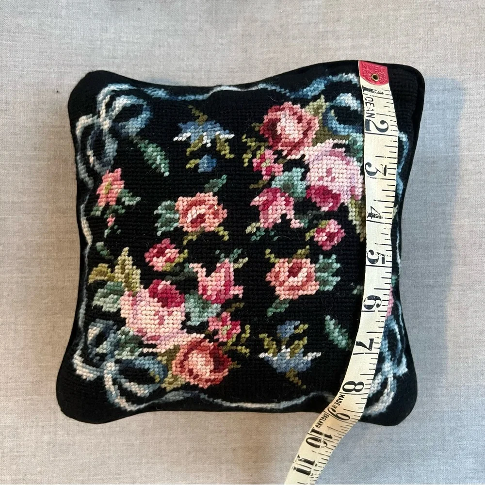 Vintage Needlepoint floral pillow